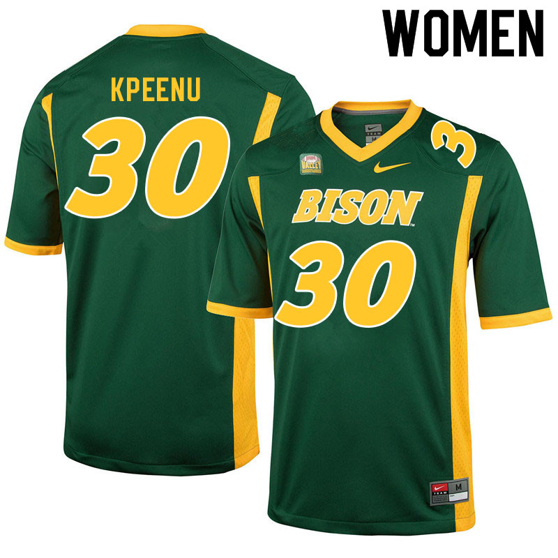 Women #30 Barika Kpeenu North Dakota State Bison College Football Jerseys Sale-Green - Click Image to Close